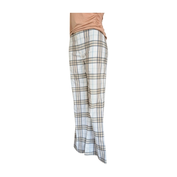 Burberry London Cotton Blend Novacheck Plaid Flare Pants Size 6 - Picture 5 of 13